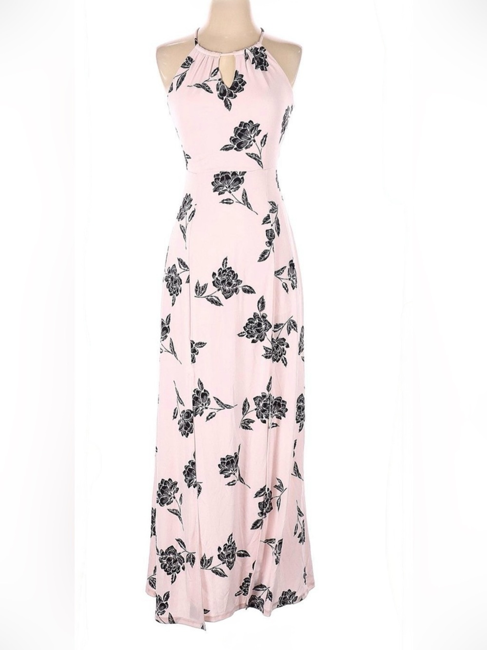 Candie’s Pink Floral Halter Maxi Dress - Large